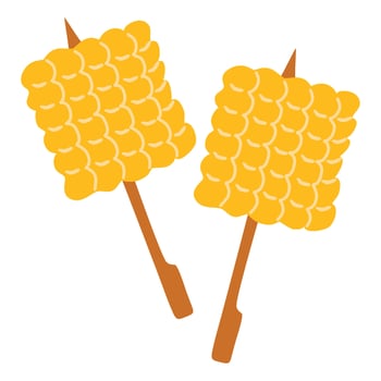 Grilled Corn cobs skewers illustration vector