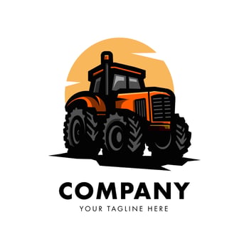 Tractor farming logo vehicle heavy equipment vector