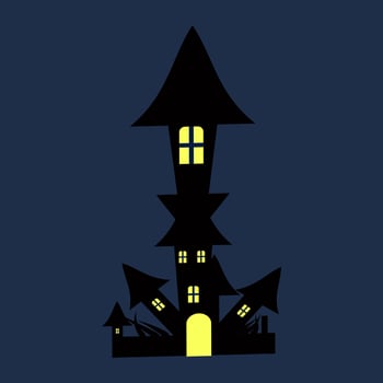 Halloween a tall spooky house with a yellow door vector
