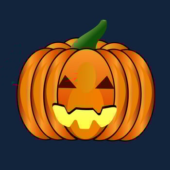 halloween pumpkin a cartoon pumpkin with a scary face and a green stem vector