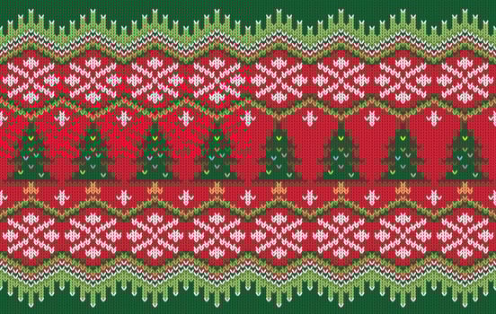Knitted pattern seamless fabric Christmas and snow. traditional knitted pattern winter style. Designed for background ,wallpaper ,carpet ,clothing ,knitted pattern ,fabric ,embroidery ,textile vector