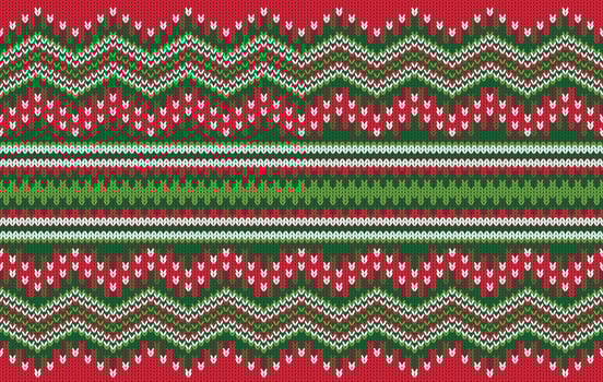 Knitted pattern seamless fabric Christmas line art. traditional knitted pattern on red-green. Designed for background ,wallpaper ,carpet ,clothing ,knitted pattern ,fabric ,embroidery ,textile vector