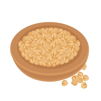 Illustration Logo Clipart Boiled Chickpeas on a Wooden Plate vector