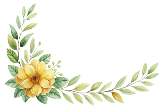A watercolor flower wreath with leaves and flowers png