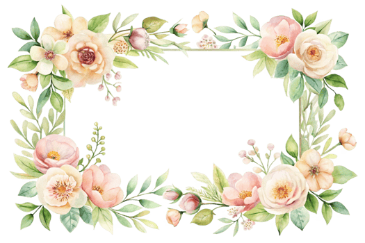 A floral frame with pink flowers and leaves png
