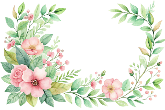 A watercolor floral wreath with pink flowers png