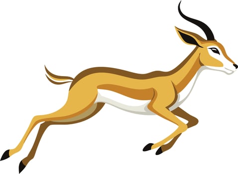 Dynamic Illustration of a Gazelle Gracefully Leaping in an Artistic Style Against a White Background vector