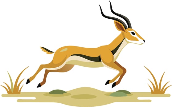 Graceful Antelope Bounding Through the Savanna Grasslands in Bright Daylight vector