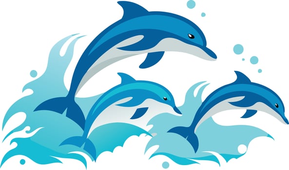 Playful Dolphins Jumping Joyfully Through Waves vector