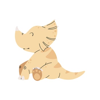Cute cartoon dinosaur on white background. Ancient lizard in flat style. Children s illustration for design of clothes, wallpapers, greeting cards, etc. vector