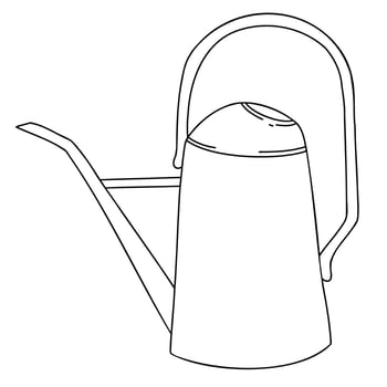 Watering can linear icon. For florists, flower growers, gardeners, plant care. Line art isolated on white. vector