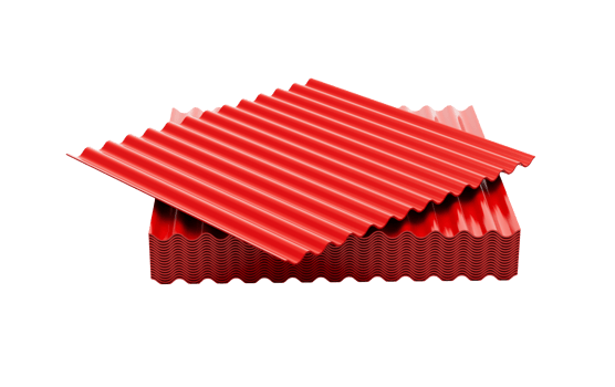 3d Red Metallic Stacks Of Corrugated Galvanised Iron For Roof Sheet 3d Illustration png