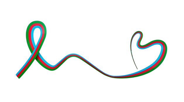 3d Flag Of Azerbaijan Heart-Shaped Shiny Wavy Awareness Ribbon, 3d illustration png