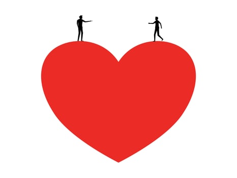 two people standing on top of a heart vector