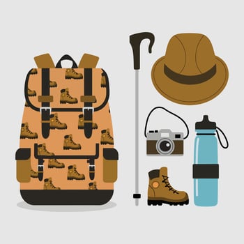 Wilderness Gear for Campers kit set illustration vector