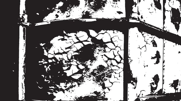 Cracked and Grunge Distressed Texture in Black and White for Weathered Background and Overlay Design vector