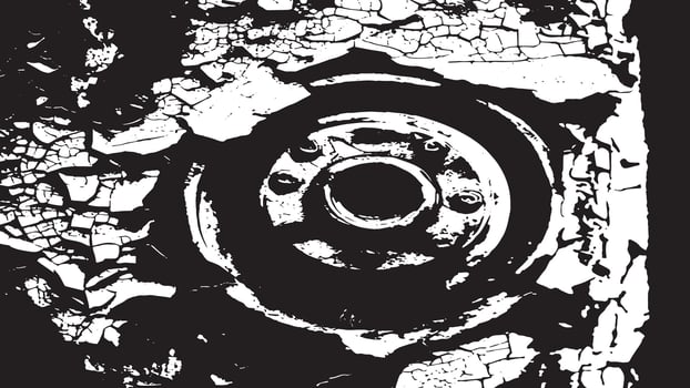 Heavily Distressed and Cracked Overlay Monochrome Texture with Grunge Wear for Background Layering vector