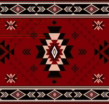 Navajo tribal ethnic Aztec seamless pattern. South Western motif Mexican. Navajo textile. Boho rug Woven carpet decor style. Design for Batik, fabric, clothing. Geometric ornament Indian. vector
