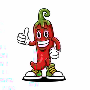 hot red chili mascot, can be used for spicy food business. vector