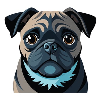 cute pug dog portrait vector