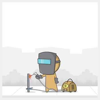 Welder in a mask welds metal vector