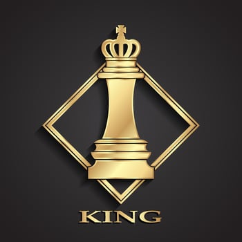 3d golden chess king shiny logo vector
