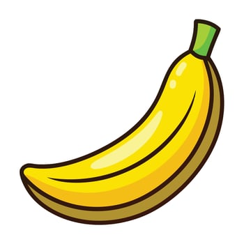A banana is shown in a cartoon style vector
