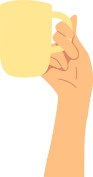 Hand holding a yellow color cup. vector