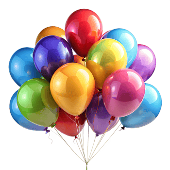 Colorful balloons for celebratory fun, isolated transparent png