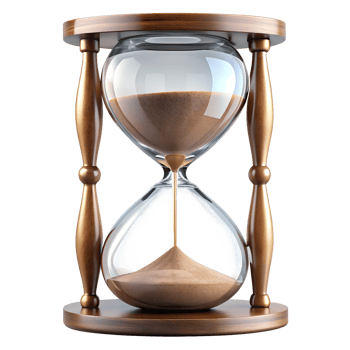 Classic hourglass with a wooden frame and sand, isolated transparent png