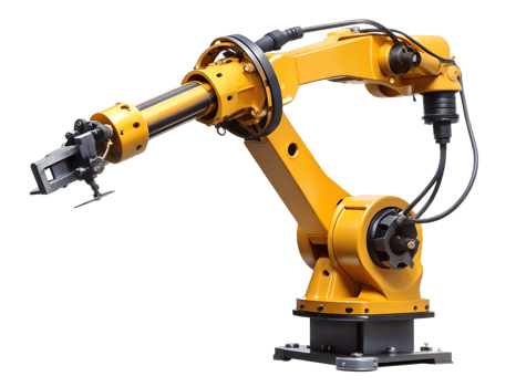 Robot arm in factory operation, isolated transparent png