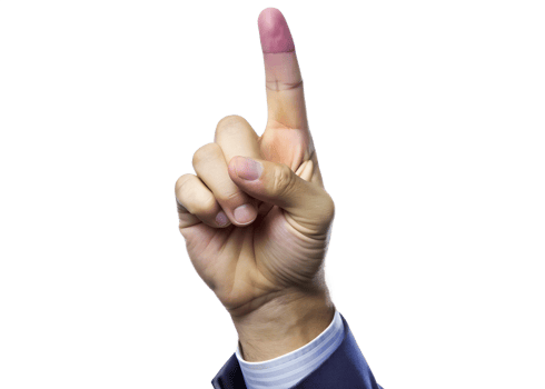 Hand raising an index finger indicating a point, isolated transparent png