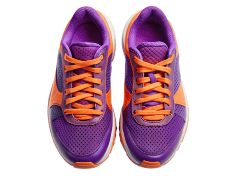 Purple and orange running sneakers, isolated transparent png