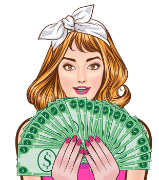young lady in a pink dress, flaunting her wealth with confidence png