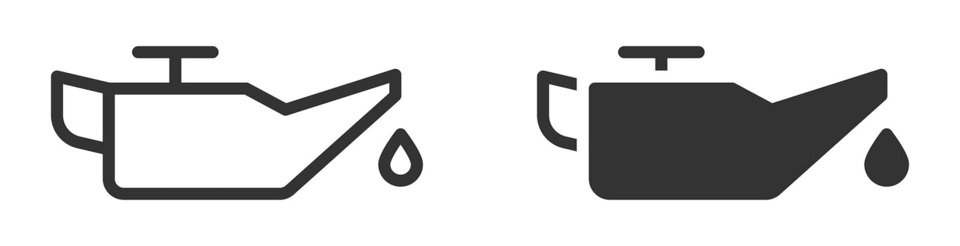 Minimalist illustration of an oil can icon with a droplet, representing oil change or lubrication. vector