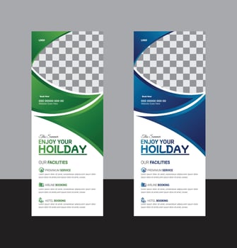 professional unique travel roll up banner design template vector