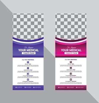 minimalize and illustration medical roll up banner design template. vector