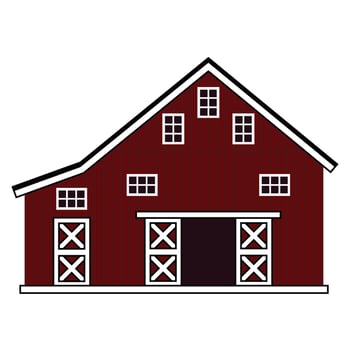 wooden barn house sign icon. Isolated illustration of red cross boards farm house wit gate and roof on white background vector
