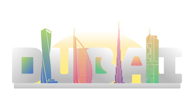 UAE Dubai City Simple Colorful Gradient Illustration Concept vector