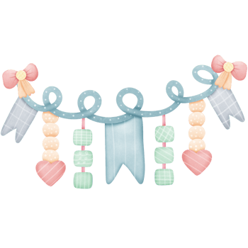 a cartoon illustration of a garland with bows and ribbons png