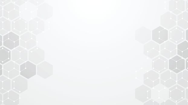 White background hexagon with abstract medical and technology elements for presentation background design. White Geometric Background Abstract. vector