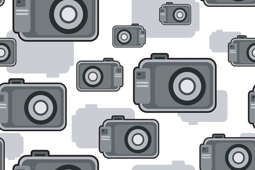 retro camera seamless pattern on white background vector
