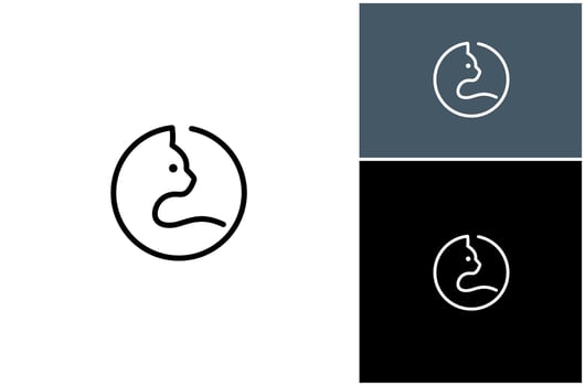 Cat Kitten Feline Pet Paw Animal Circle Line Art Linear Simple Logo Design Illustration vector