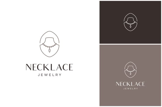 Necklace Jewelry Luxury Fashion Accessories Line Art Minimalist Logo Design Illustration vector