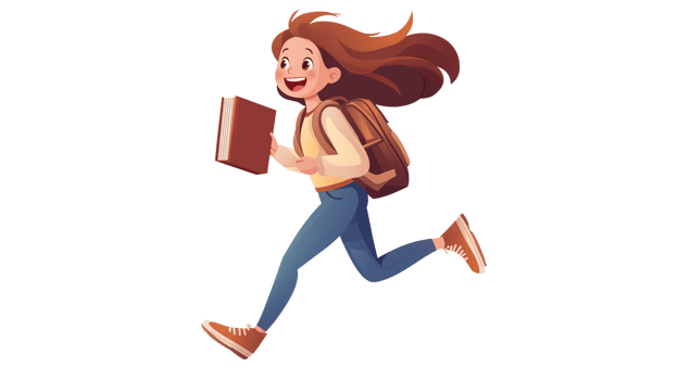 Cheerful Girl Enjoying a Storybook on Format png