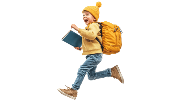 Energetic Boy Holding Books . File png