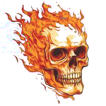 A fiery skull engulfed in flames vector