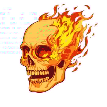 A fiery skull engulfed in flames vector