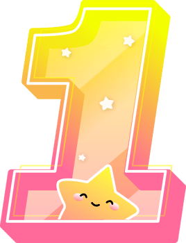 Number 1, Cute Star Alphabet Lettering png