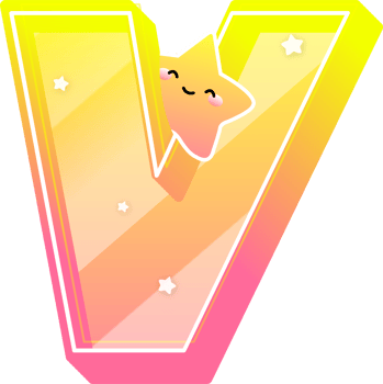 Letter V, Cute Star Alphabet Lettering png